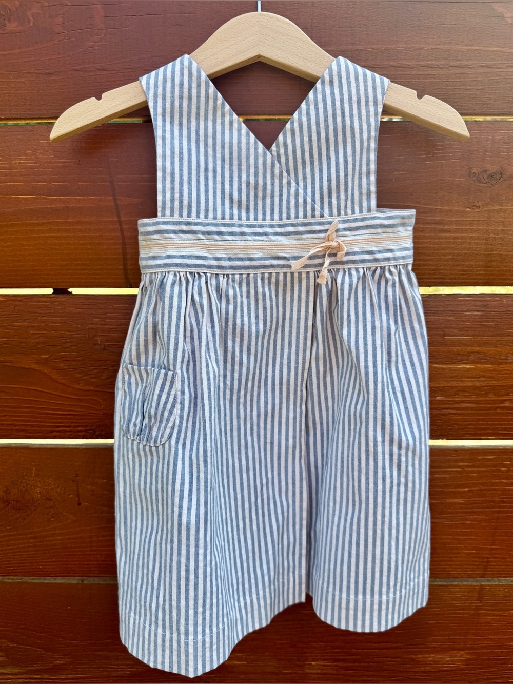 Marie Chantal Pinafore Dress and Petticoat 6 months baby blue and white stripe
